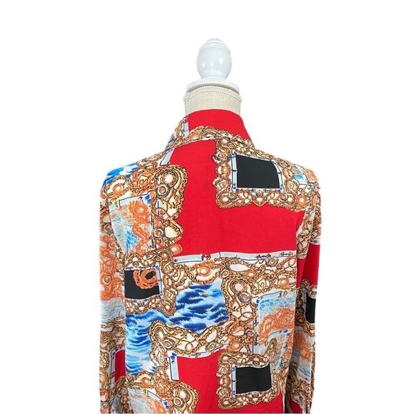 Christy & Co USA Made Women Multicolor Nautical Print Top Sz Sm Button Up NWOT - Picture 6 of 12